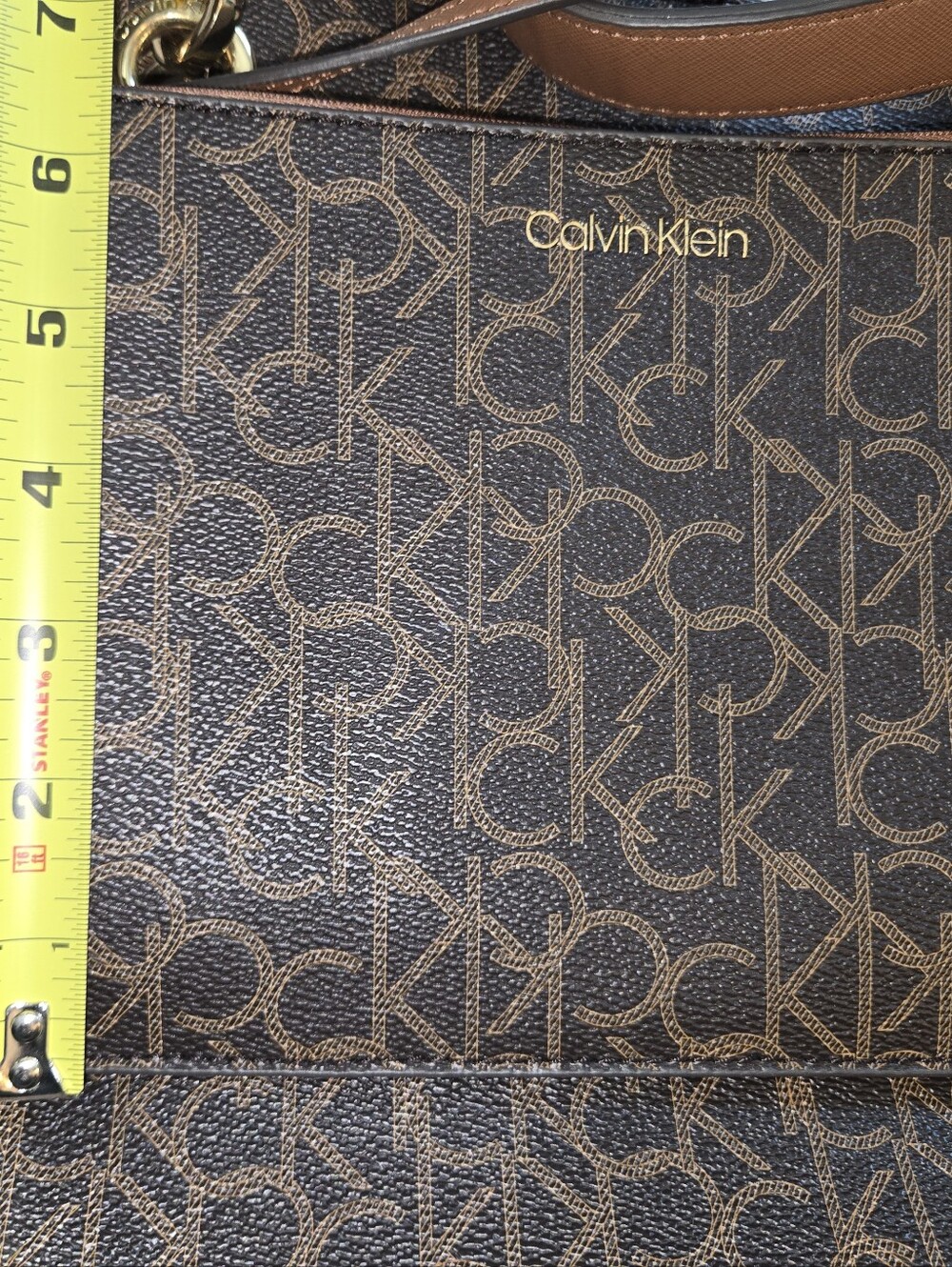 Calvin Klein Brown Monogram Logo Tote with Gold Hardware - Picture 11 of 11